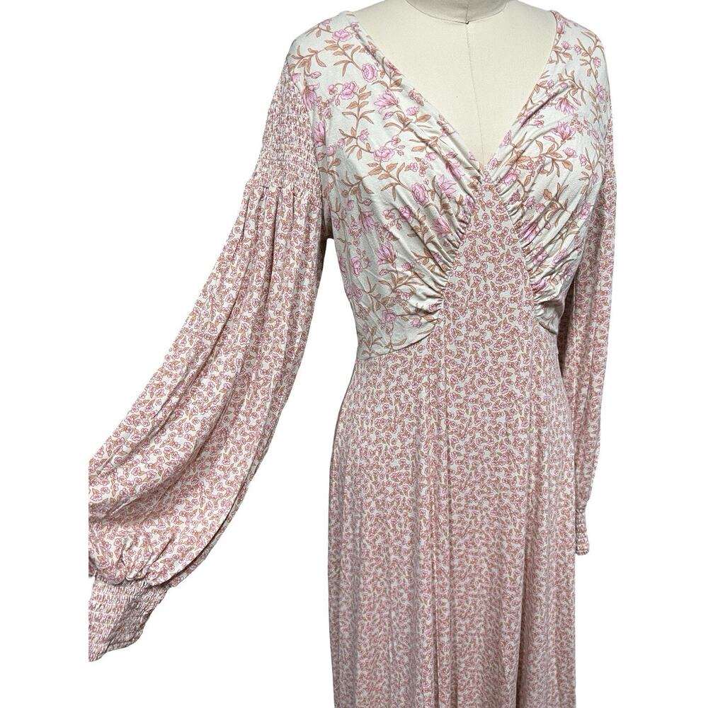 Free People Boho Love Story Floral Print Open Back Maxi Dress Size Large - Picture 3 of 6